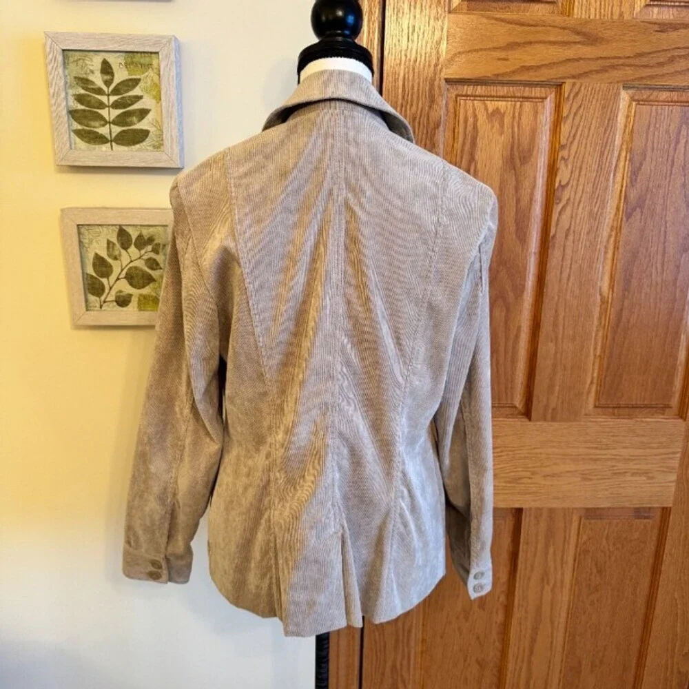 Croft & Barrow Jacket Womens M Beige Corduroy Blazer Button Front